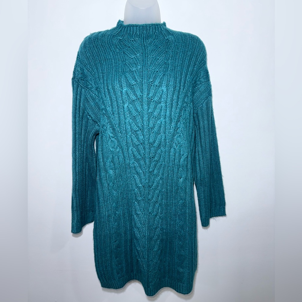 Express Blue Dolman Sleeve Mock Neck Sweater Dress